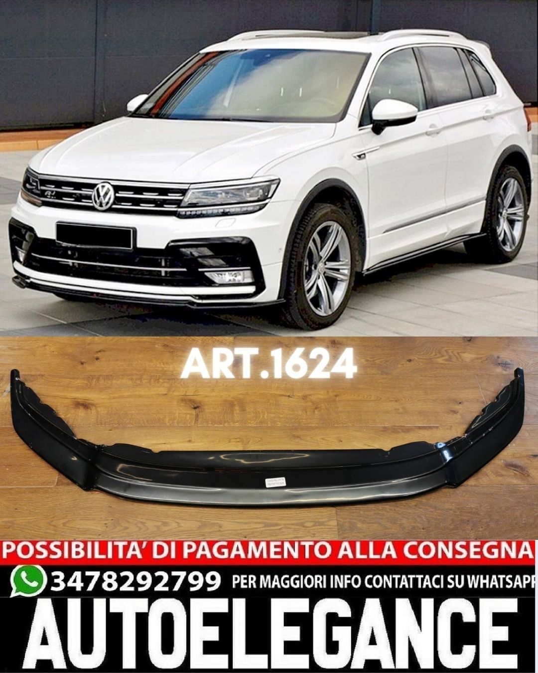 Splitter anteriore adatto per Volkswagen Tiguan MK2 R-Line 2015-2020