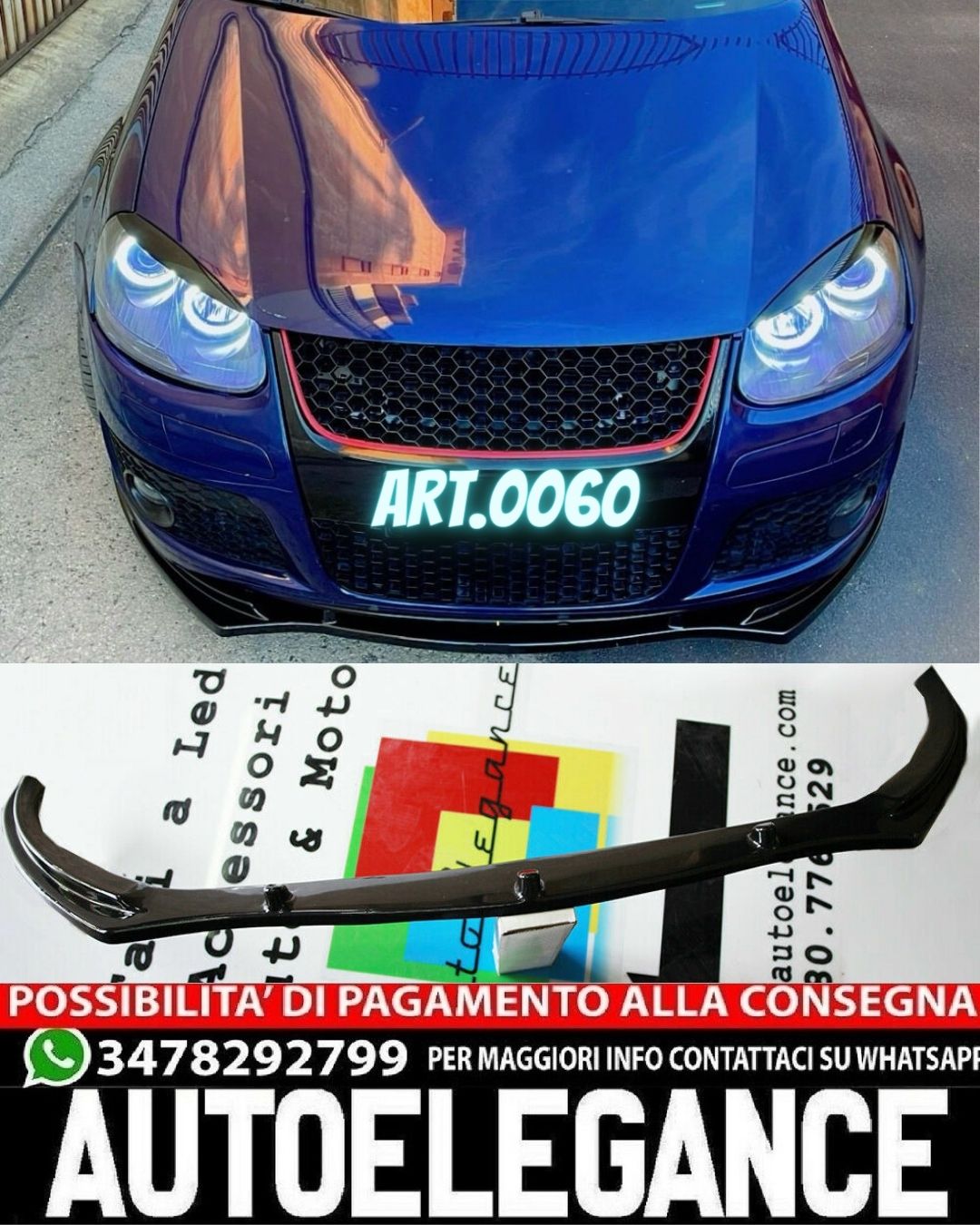 SPLITTER ANTERIORE ADATTO PER VW GOLF 5 MK5 2004-2008 LOOK SPORTIVO