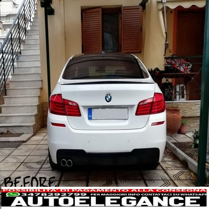 glossy black air diffuser suitable for bmw 5 series f10 (2011-2017) m-technik 550i design with exhaust system 