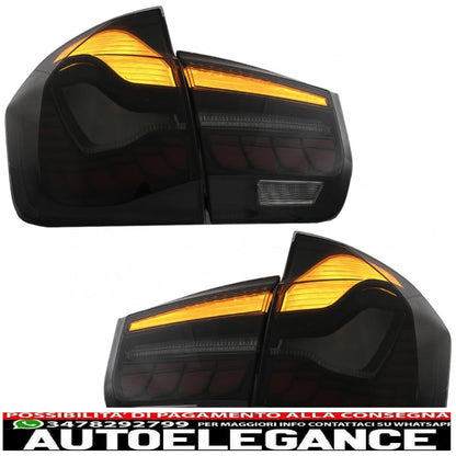 conversione dei fanali posteriori oled al design m4 adatti per bmw serie 3 f30 pre lci e lci (2011-2019) f35 f80 fumo rosso con luci di svolta sequenziali dinamiche AUTOELEGANCERICAMBI