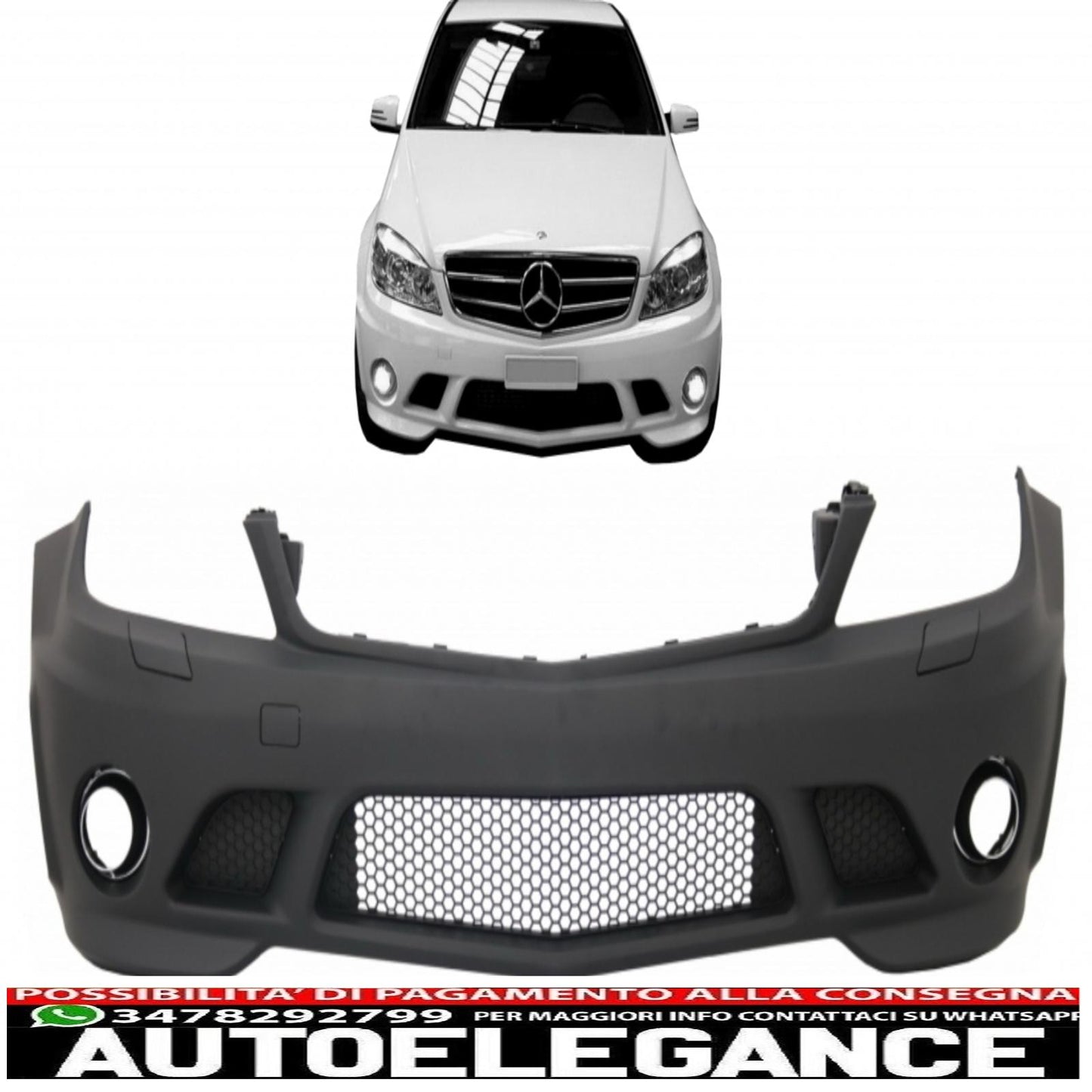 Paraurti anteriore adatto per mercedes classe c w204 (2007-2012) c63 a-design senza fendinebbia