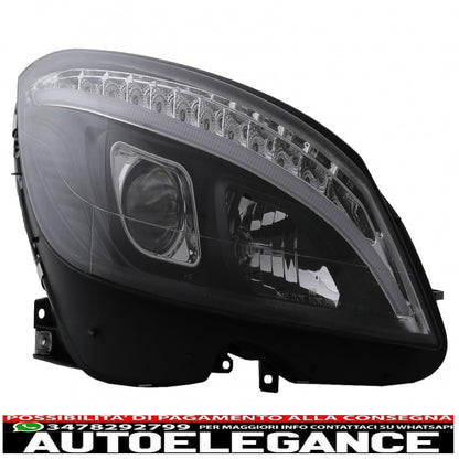 led headlights suitable for mercedes c class w204 s204 (2007-2010) black with dynamic sequential direction indicators 