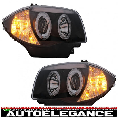 Angel eye headlights suitable for bmw 1 series e81 e82 e87 e88 (2004-2011) black 