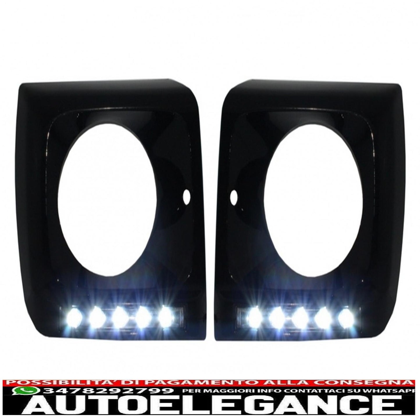 Paraurti anteriore nero Copri fari led drl adatto per mercedes classe g w463 (1989-up) design g65