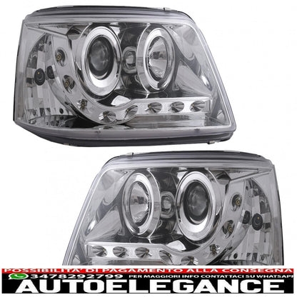 fari anteriori drl led adatti per vw trasportatore t5 (04.2003-08.2009) cromati