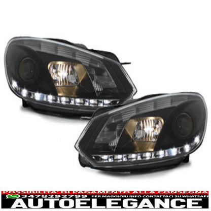 headlights suitable for vw golf 6 (10.2008-2012) tru drl daytime black 