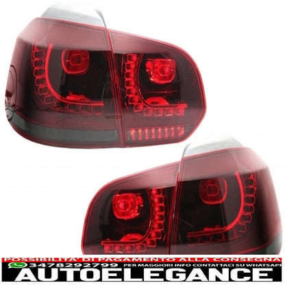 rear bumper suitable for vw golf 6 vi (2008-2012) with full led rear lights gti design red/smoke
