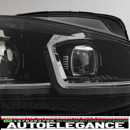 central grille without badge with led headlights on the right sequential dynamic cornering lights suitable for vw golf 7.5 vii facelift (2017-up) gti design red and chrome