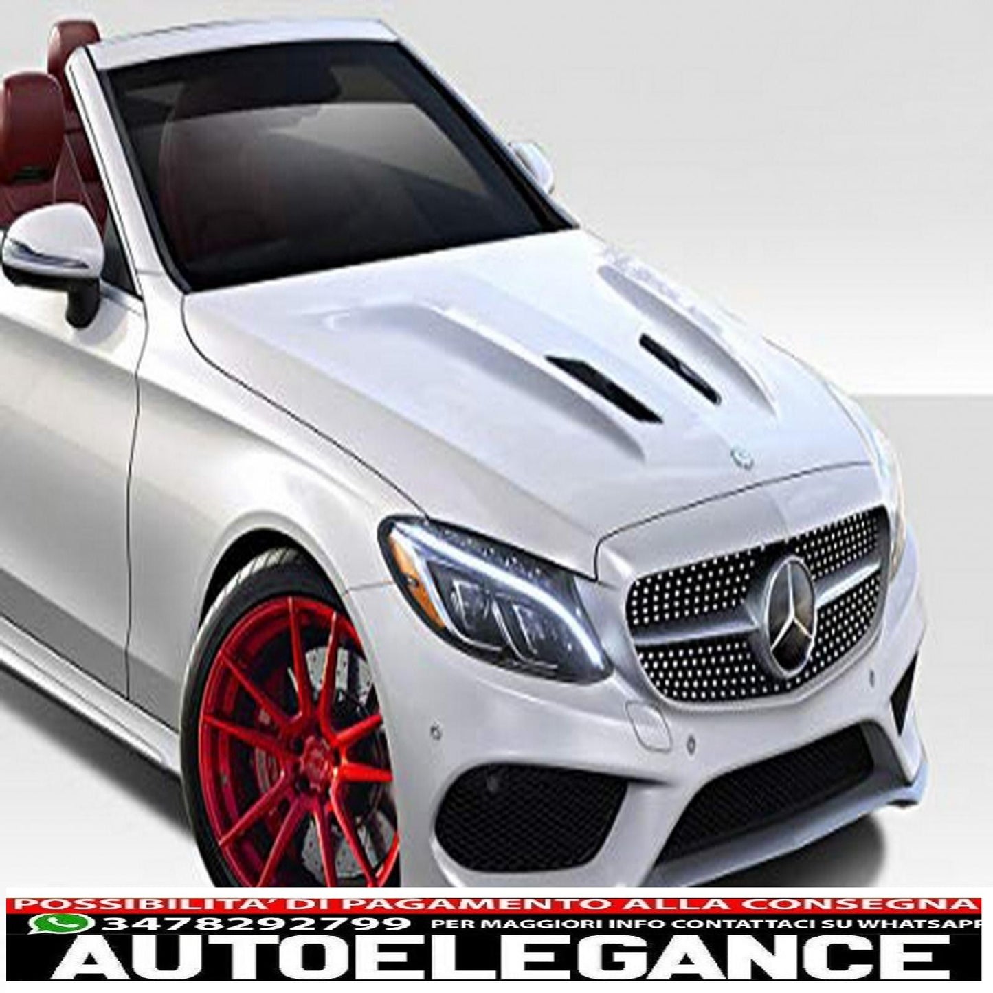 Cofano anteriore adatto per mercedes classe c w205 s205 c205 a205 (2014-up) gt design AUTOELEGANCERICAMBI