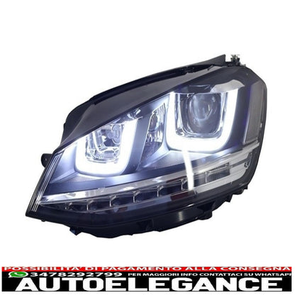 right led headlights dynamic sequential direction lights with central grille suitable for vw golf 7 vii (2012-2017) r-line design chrome inserts