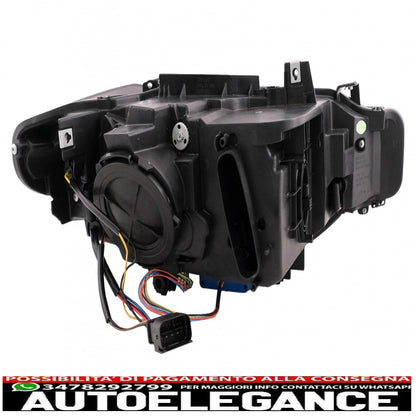 xenon angel eye headlights suitable for bmw 3 series f30 f31 sedan touring (10.2011-05.2015) black 