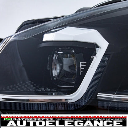 LED headlights and taillights suitable for vw golf 6 vi (2008-2013) with facelift g7.5 silver look dynamic and smooth sequential cornering lights with left hand drive