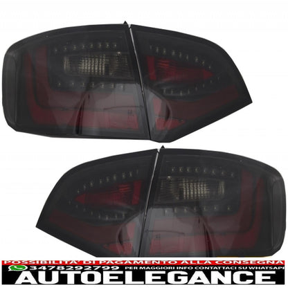 Rear bumper diffuser and tailpipes with LED taillights, dynamic black/smoke, suitable for audi a4 b8 avant pre facelift (2007-2011) RS4 design