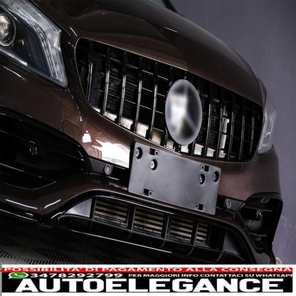 central grille suitable for mercedes a-class w176 restyling (09.2015-2018) a45 gt-r design panamericana all black