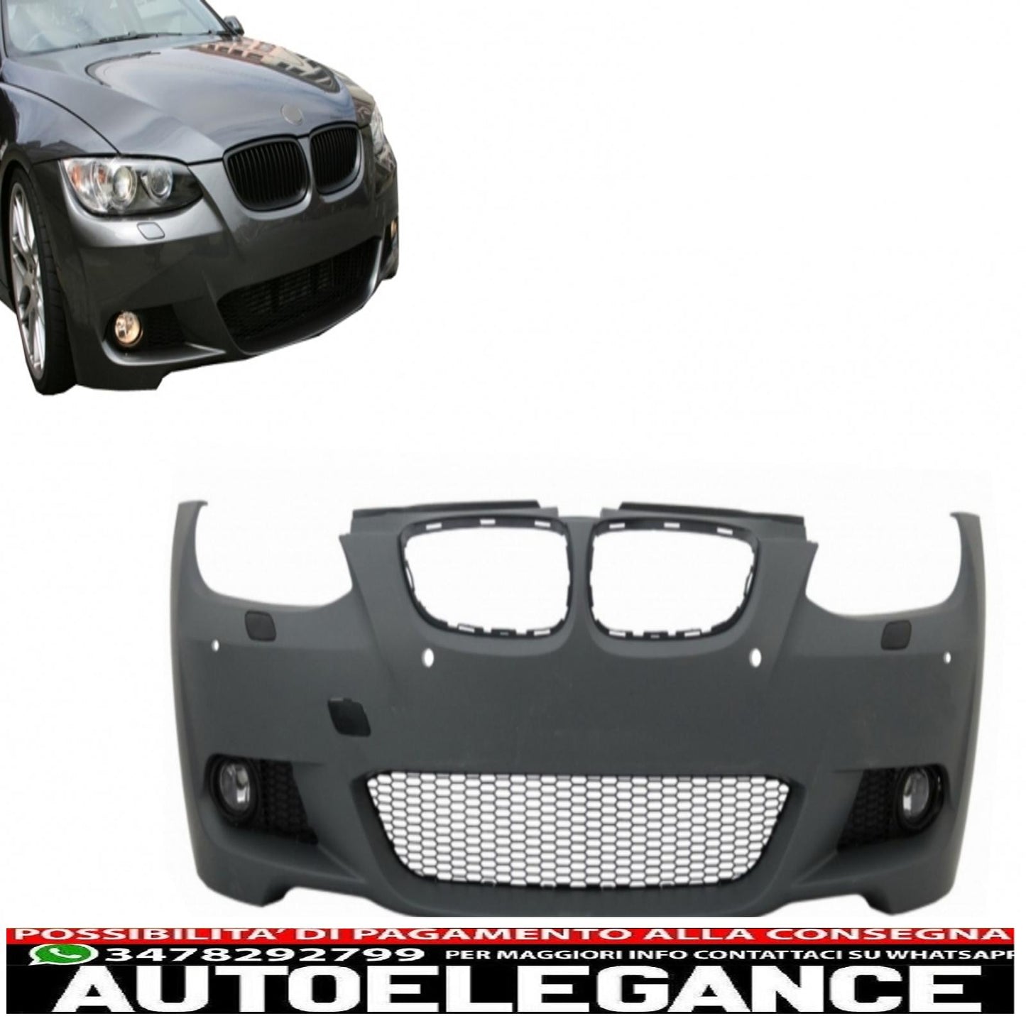 paraurti anteriore adatto per bmw serie 3 e92 e93 (2006-2009) non-lci coupe cabrio m-technik look