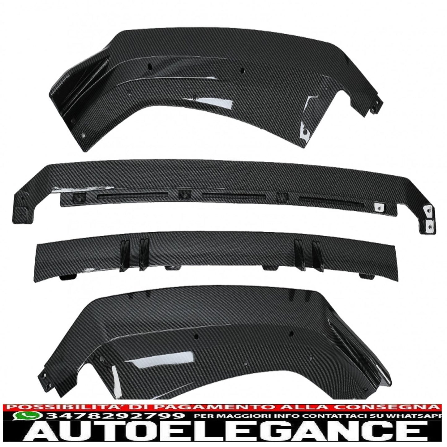 Spoiler aggiuntivo per paraurti anteriore adatto per audi a4 b9 8w s-line (2016-2018) carbon look