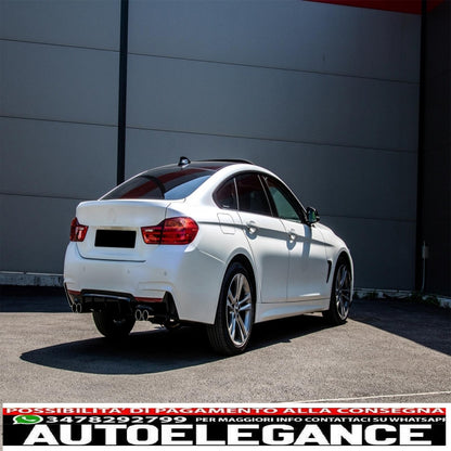 Rear Bumper Diffuser Suitable For BMW 4 Series F32 F33 F36 (2013-2019) Coupe Cabrio M Design Twin Double Outlet Piano Black 