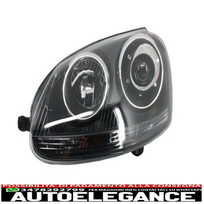 paraurti anteriore con fari xenon look nero adatto per vw golf 5 v mk5 (2003-2007) jetta (2005-2010) gti design