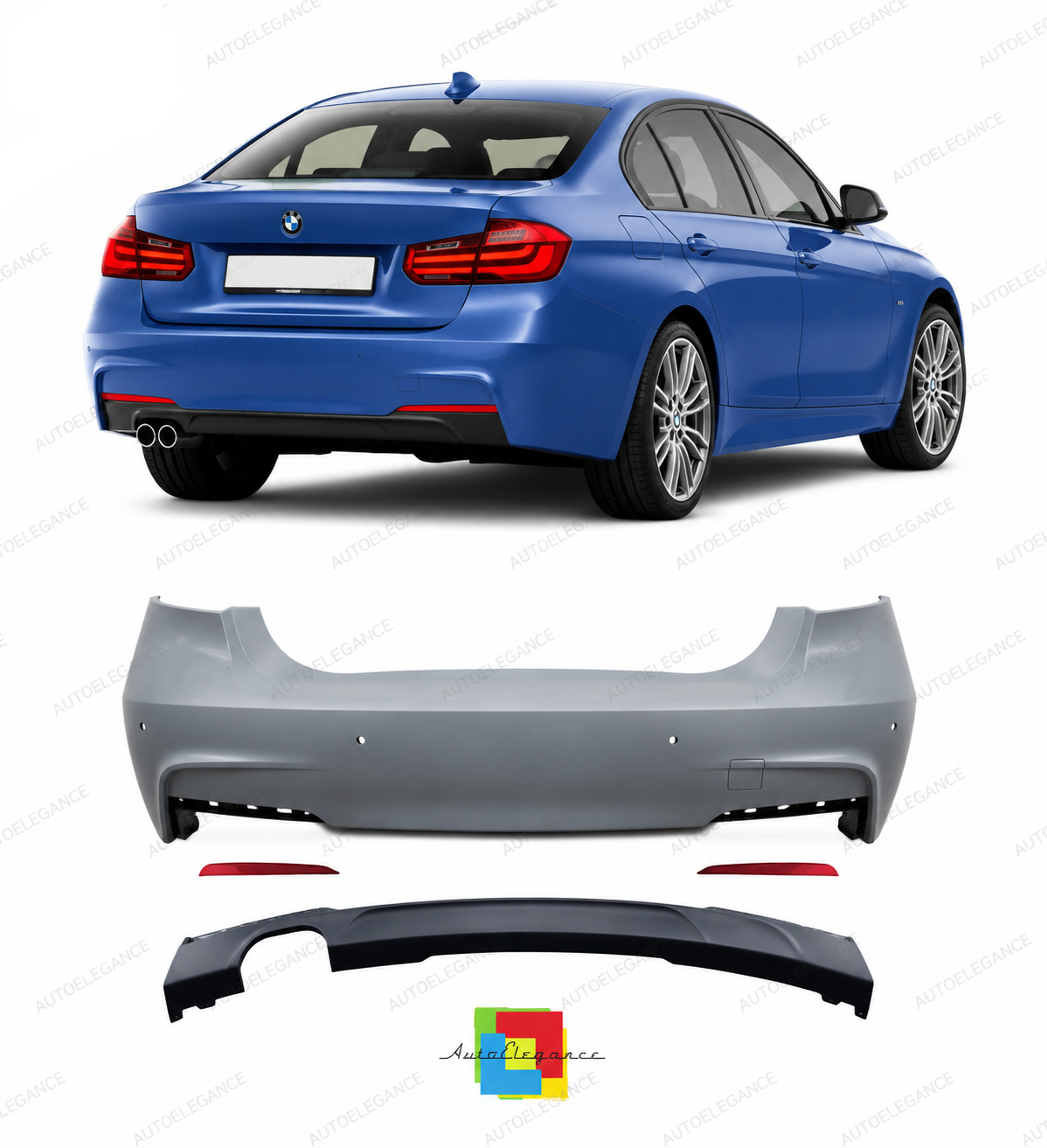 💕PARAURTI POSTERIORE BMW F30 LOOK M DOPPIA USCITA SX 💕