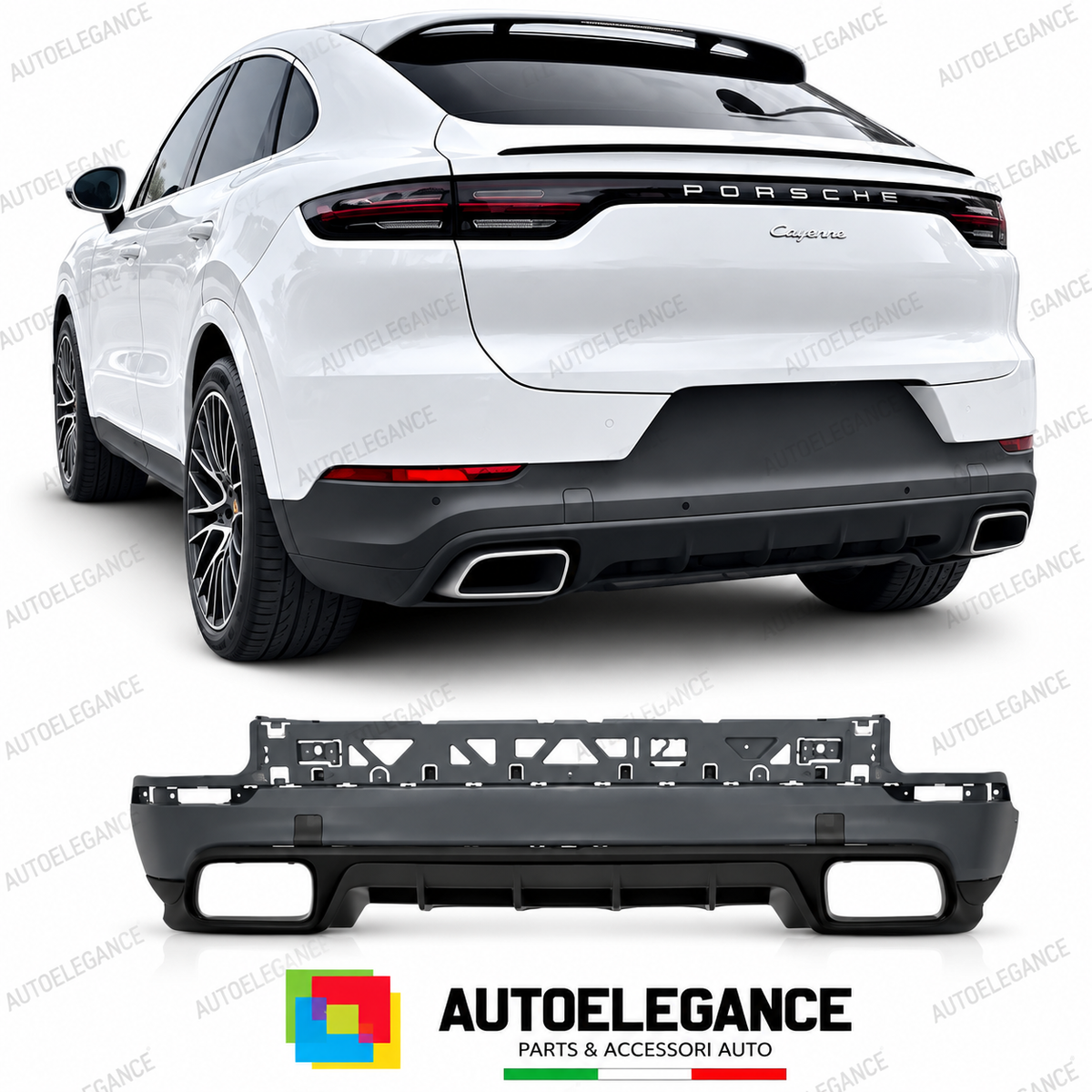 PARAURTI POSTERIORE PORSCHE CAYENNE 18-23 + DIFFUSORE LOOK TURBO