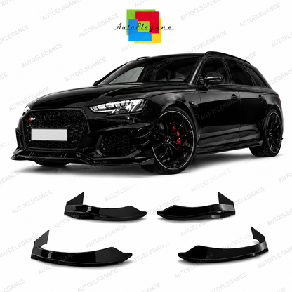 💕FLAPS PARAURTI ANTERIORE PER AUDI A4 17-20 LOOK RS4 NERO LUCIDO💕