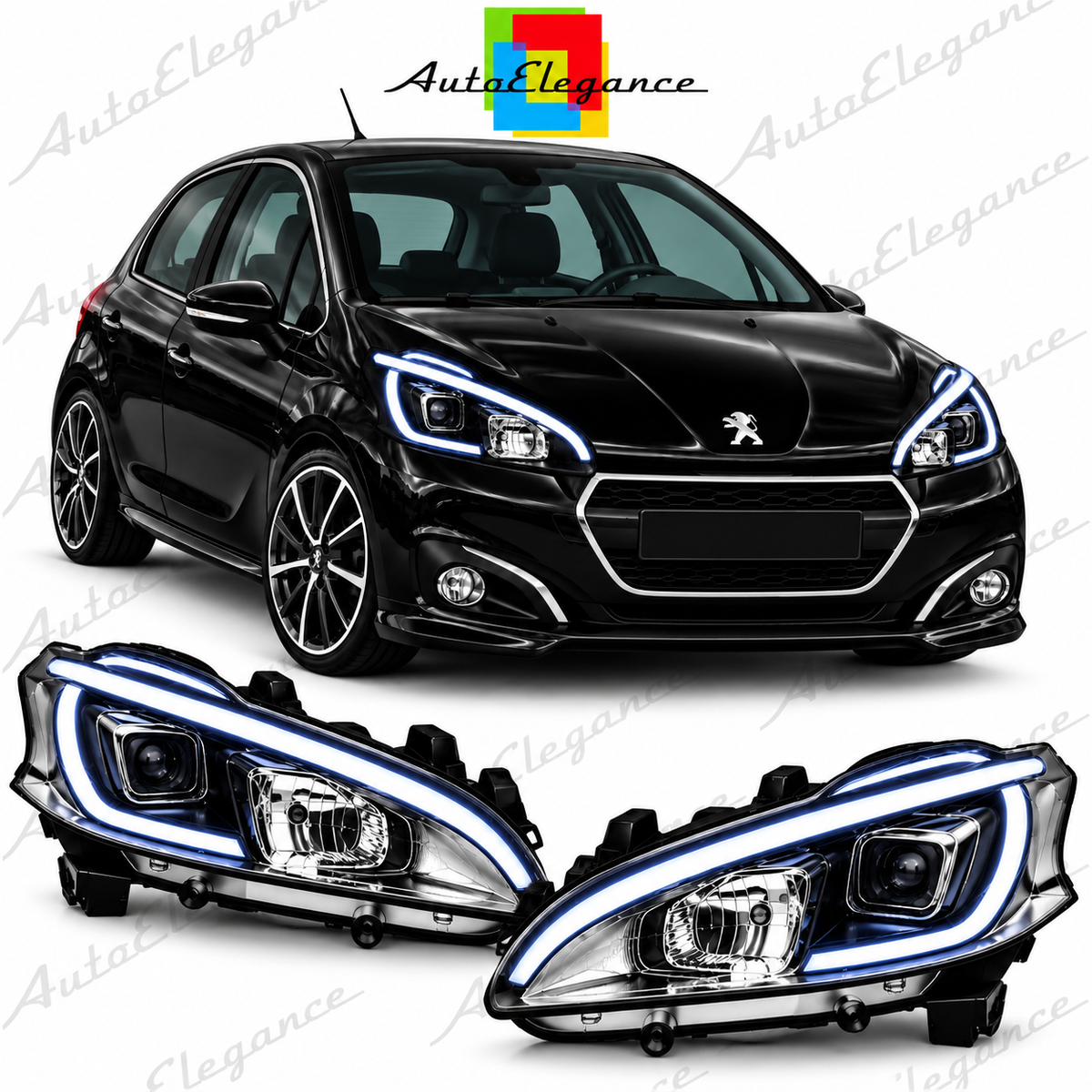 ART.11066 FARI ANTERIORI ADATTO PER PEUGEOT 208 12-15 LED NERO