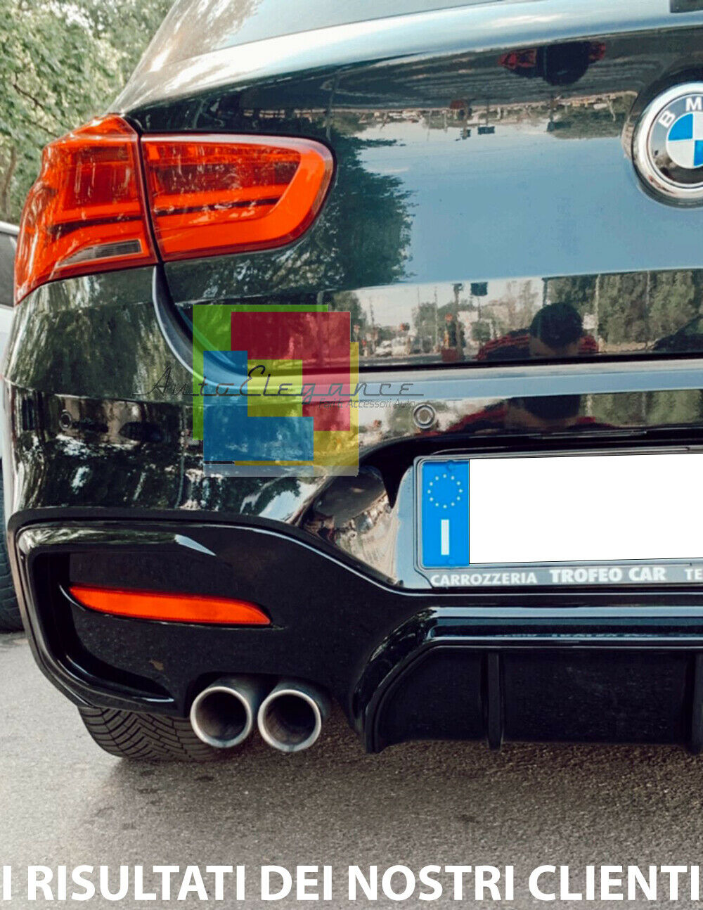 Diffusore posteriore doppio tubo adatto per BMW Serie 1 F20 M-Sport LCI 2015