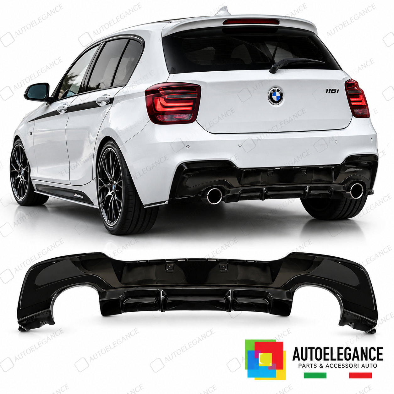 DIFFUSORE BMW F20 F21 11-15 LOOK M PERFORMANCE NERO LUCIDO 00--00