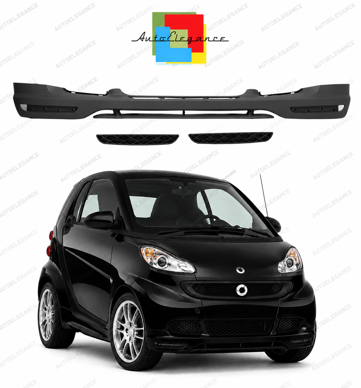 👉ART.10447 Splitter Anteriore Nero/Grezzo Per Smart Fortwo 451 07-12👈