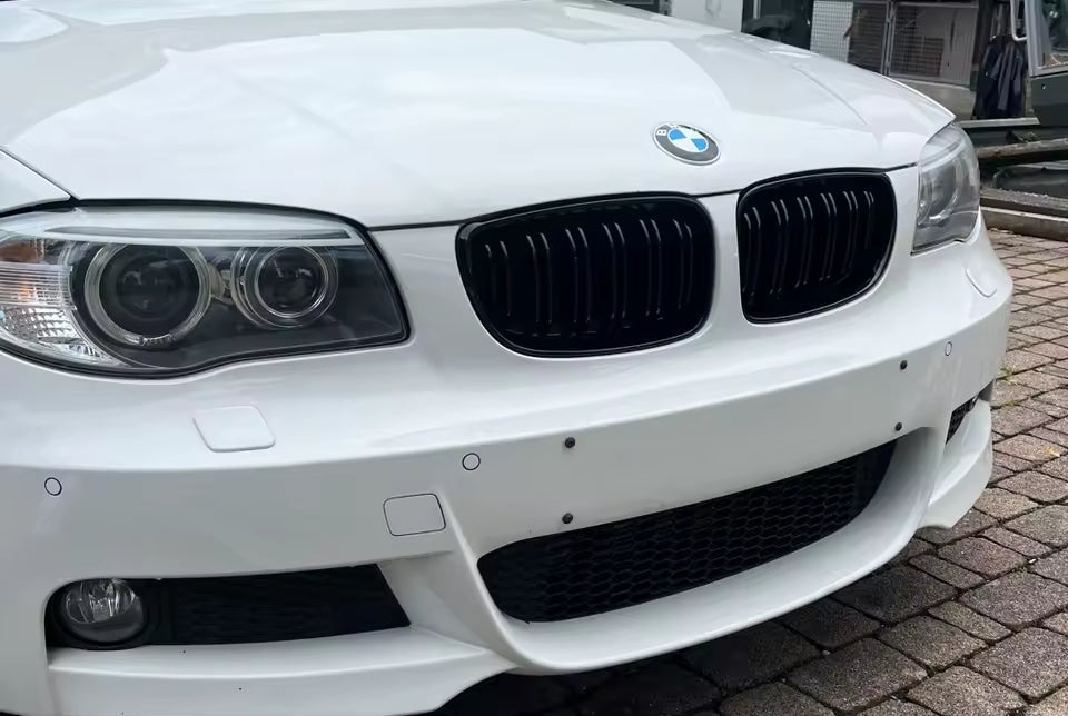 💫ART.8073 Griglia Anteriore Doppia Linea Per BMW Serie 1 08-13 Nero Lucido 💫