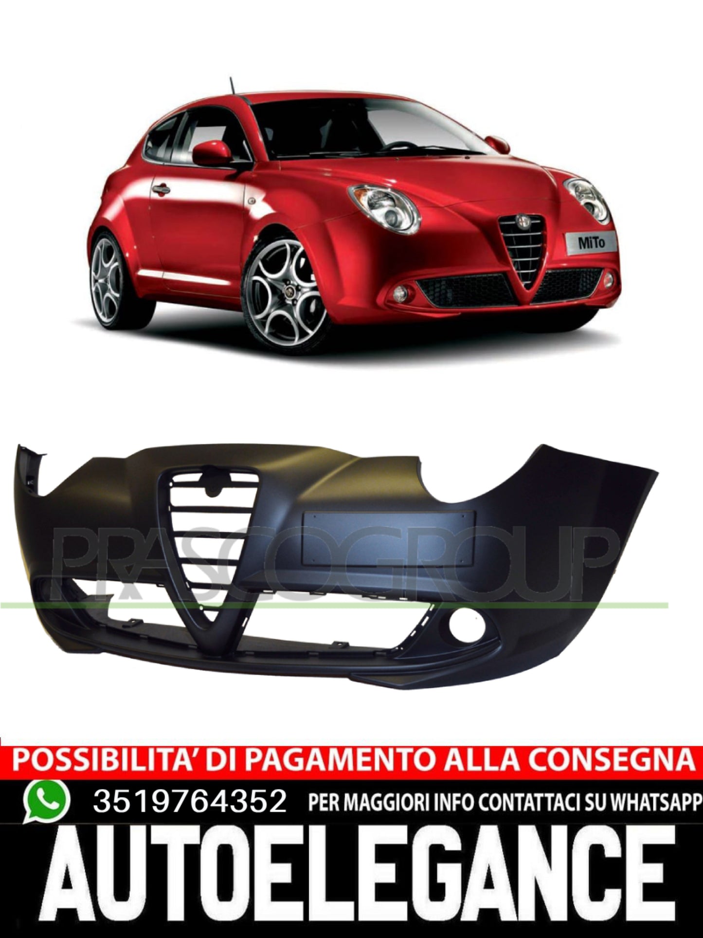 Paraurti Prasco Anteriore per ALFA ROMEO MITO CON PRIMER 156084389