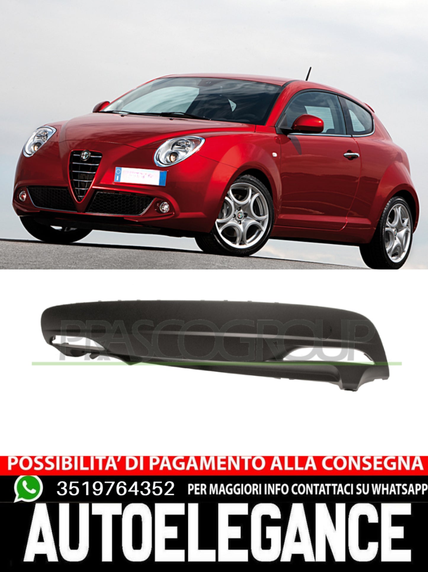 Spoiler Paraurti Prasco Posteriore CON PRIMER RACCE PDC Per Alfa Romeo Mito