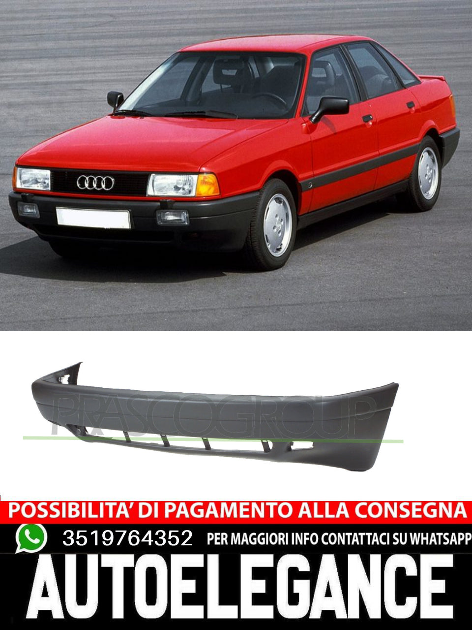Paraurti Prasco Anteriore NERO per AUDI 80  8938071013FA