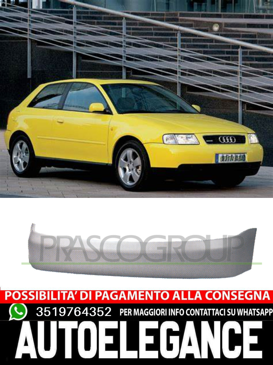 Paraurti Prasco Posteriore Per Audi A3 CON PRIMER MOD. > 10/00 8L0807437DGRU
