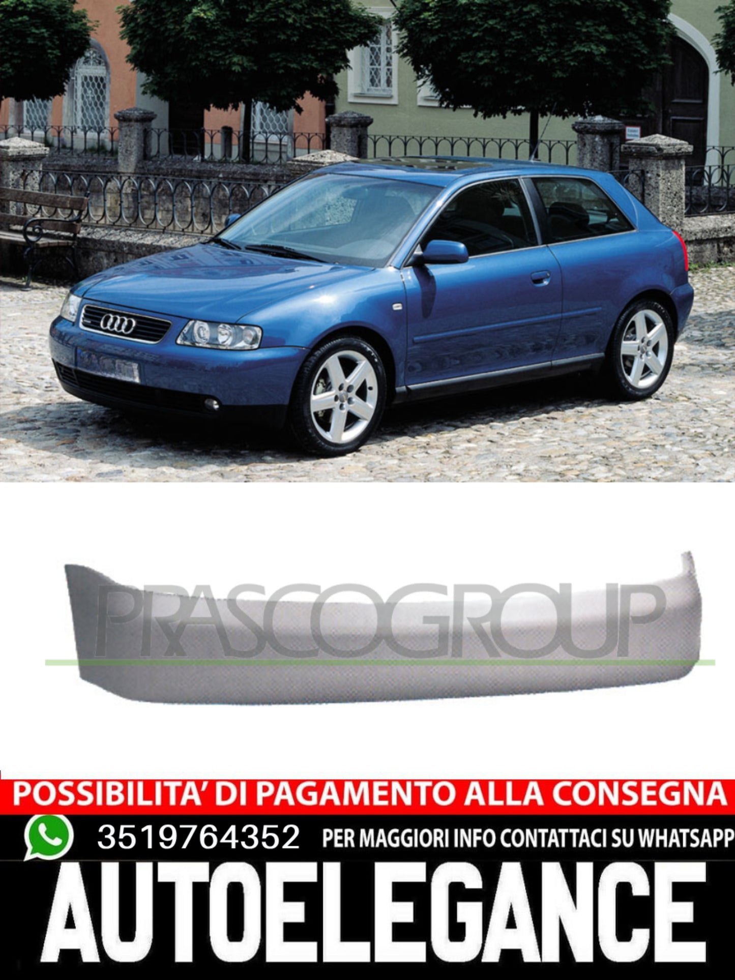 Paraurti Prasco Posteriore Per Audi A3 CON PRIMER 8L0807437DGRU