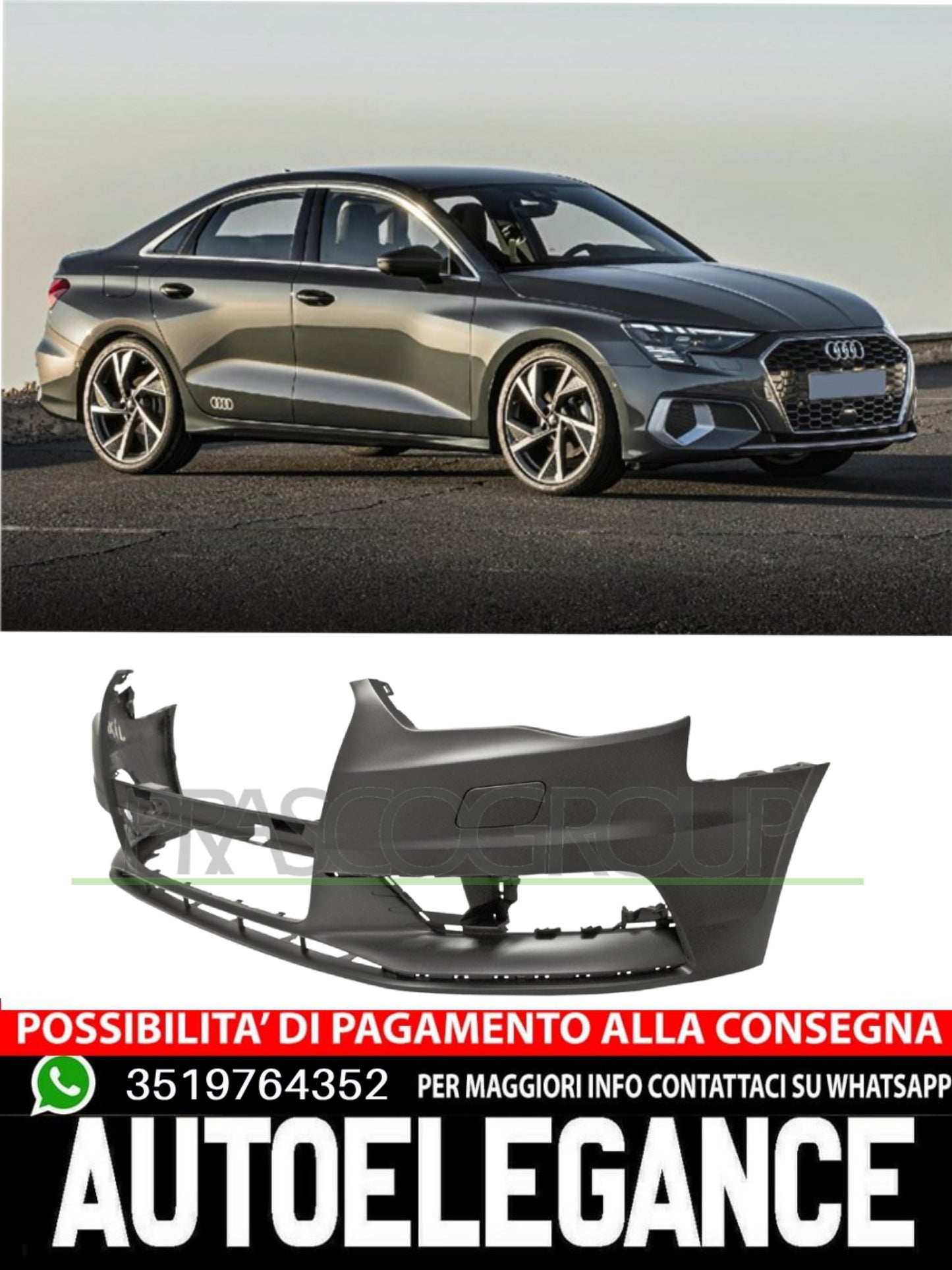 Paraurti Prasco Anteriore per AUDI A3 PRIMER TAPPO COPRIGANCIO 8V5807065AGRU