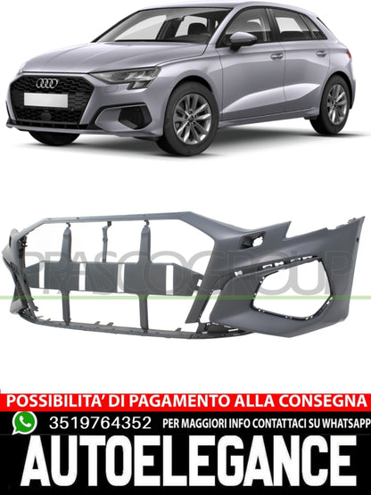 Prasco Front Bumper WITH PRIMER HEADLIGHT WASHER HOLES for AUDI A3 8Y0807065CGRU 