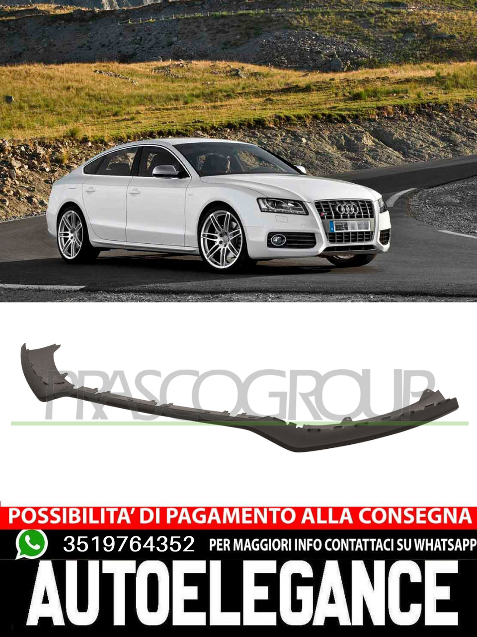 Front bumper spoiler with primer mod. rs5 for Audi A5 (8T) 08/11-03/17 