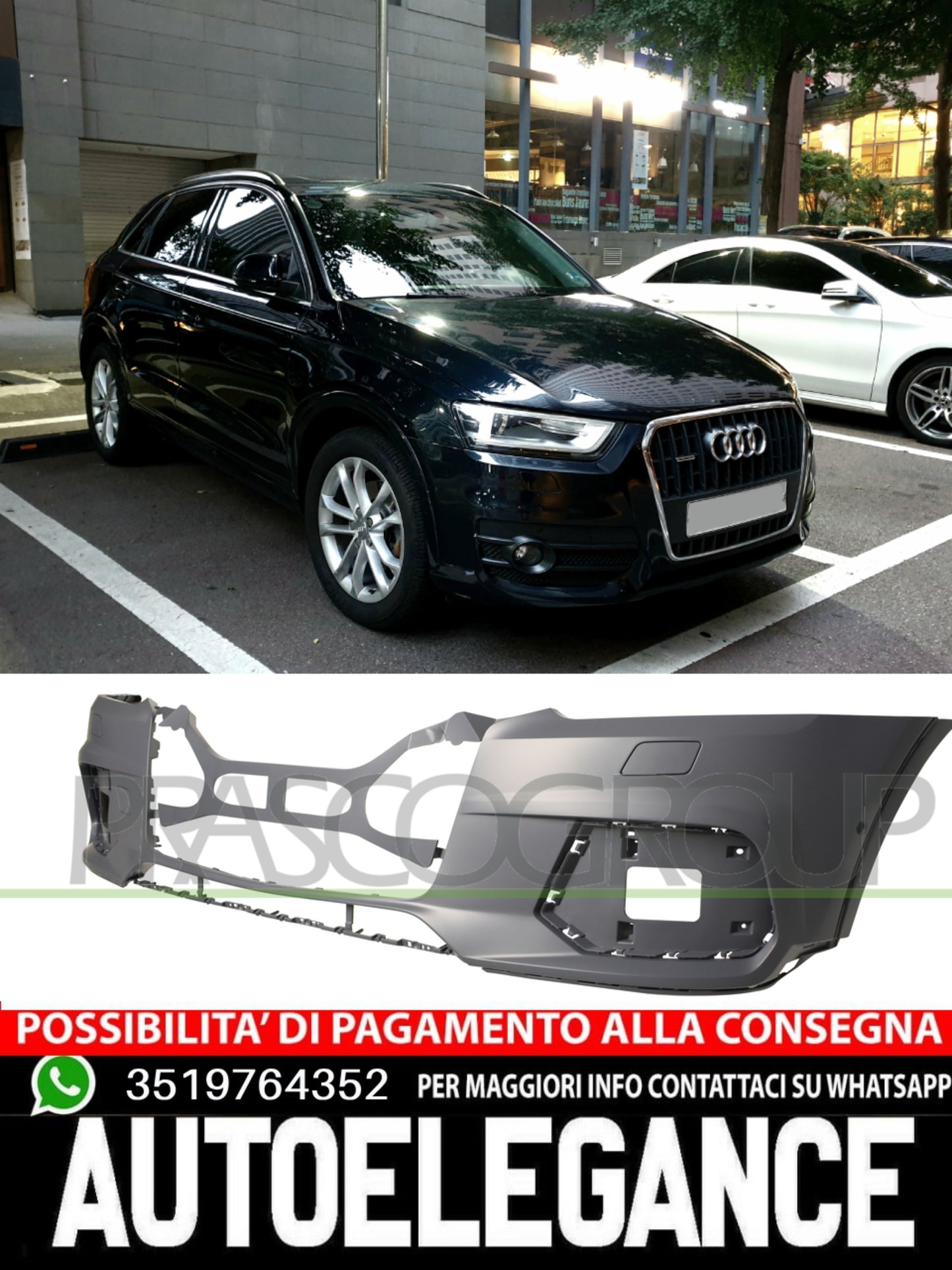 Paraurti Prasco Anteriore per AUDI Q3 PRIMER FORI LAVAFARI PARK  8U0807065MGRU