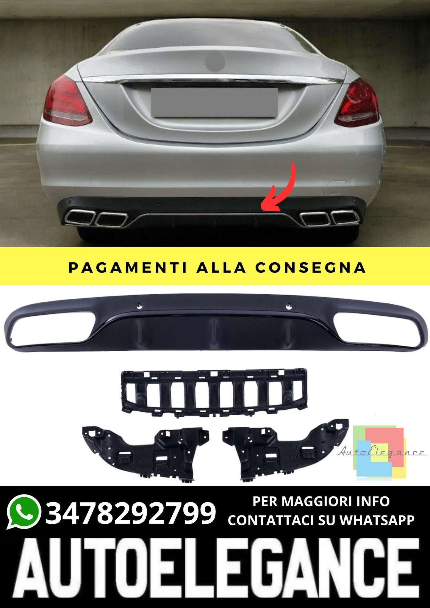 Diffusore adatto per Mercedes C-Class W205 Coupe Cabrio 2015-2018