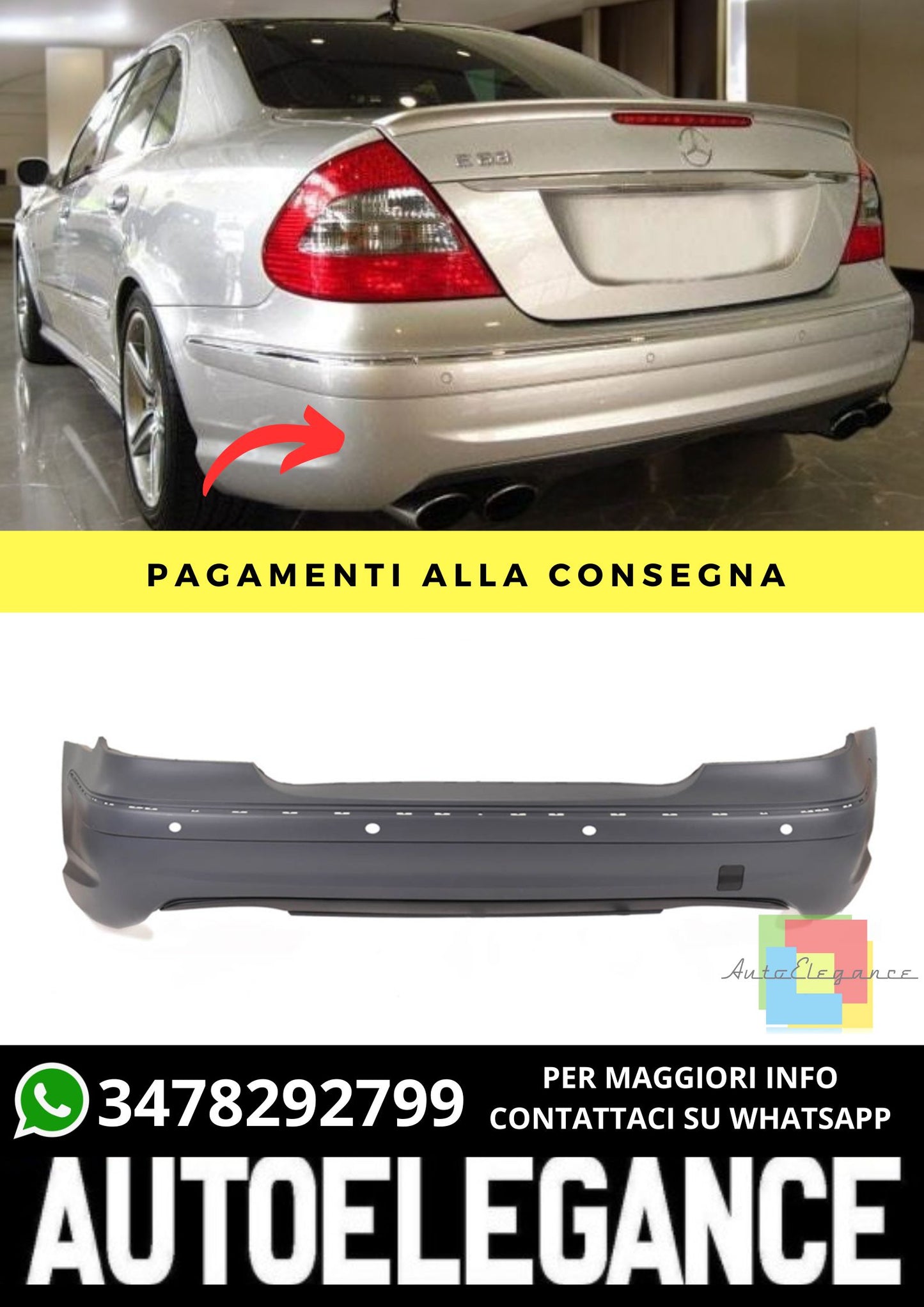 Paraurti Posteriore adatto per Mercedes E-Class W211 Sedan Estate 2002-2009