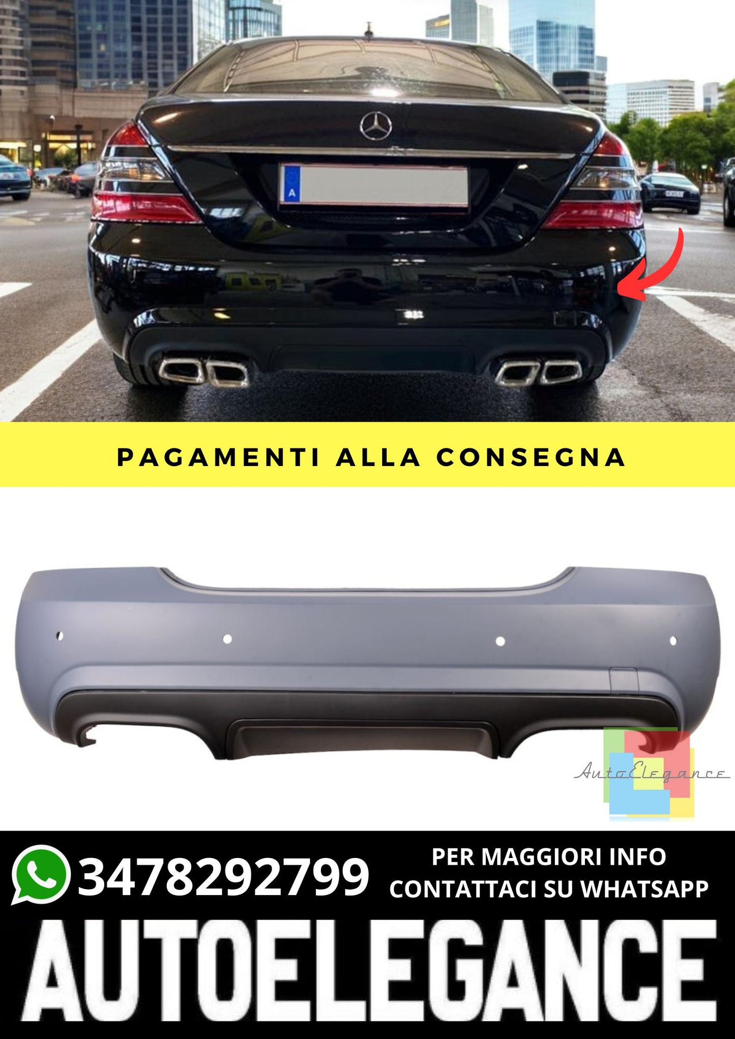 Paraurti Posteriore adatto per Mercedes S-Class W221 2005-2013
