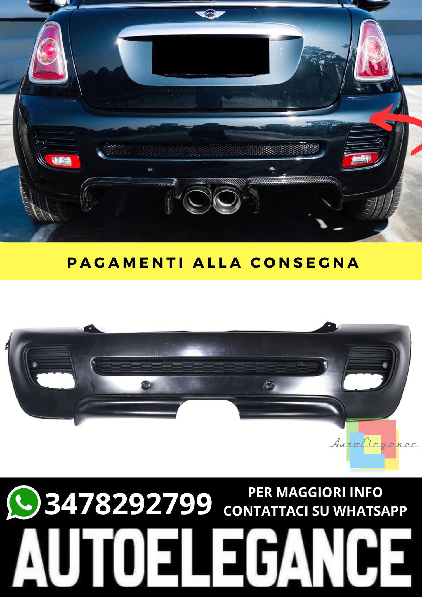 Paraurti Posteriore adatto per MINI R56 Hatchback 2006-2013 Cooper
