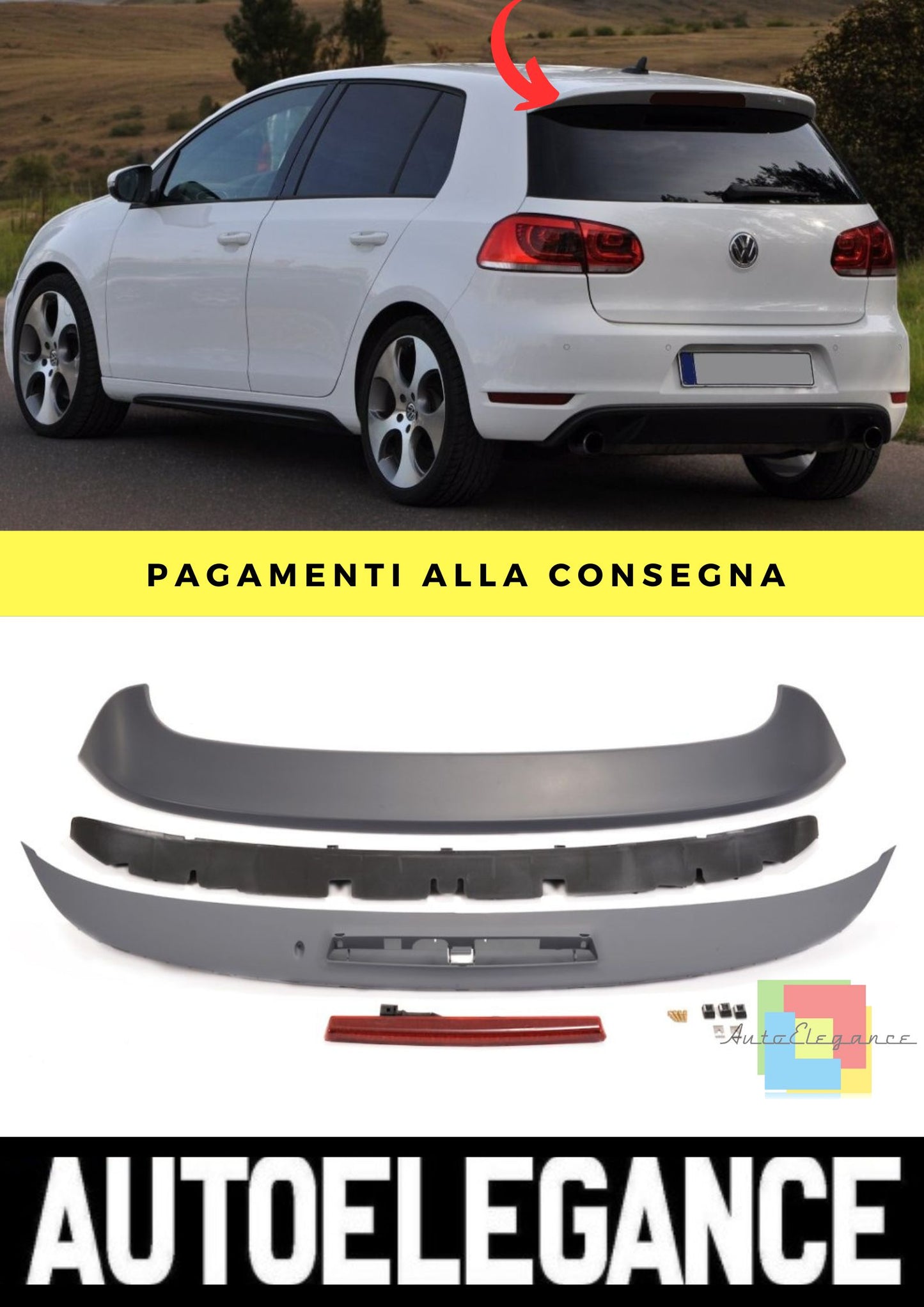 Spoiler adatto per VW Golf 6 2008-2014