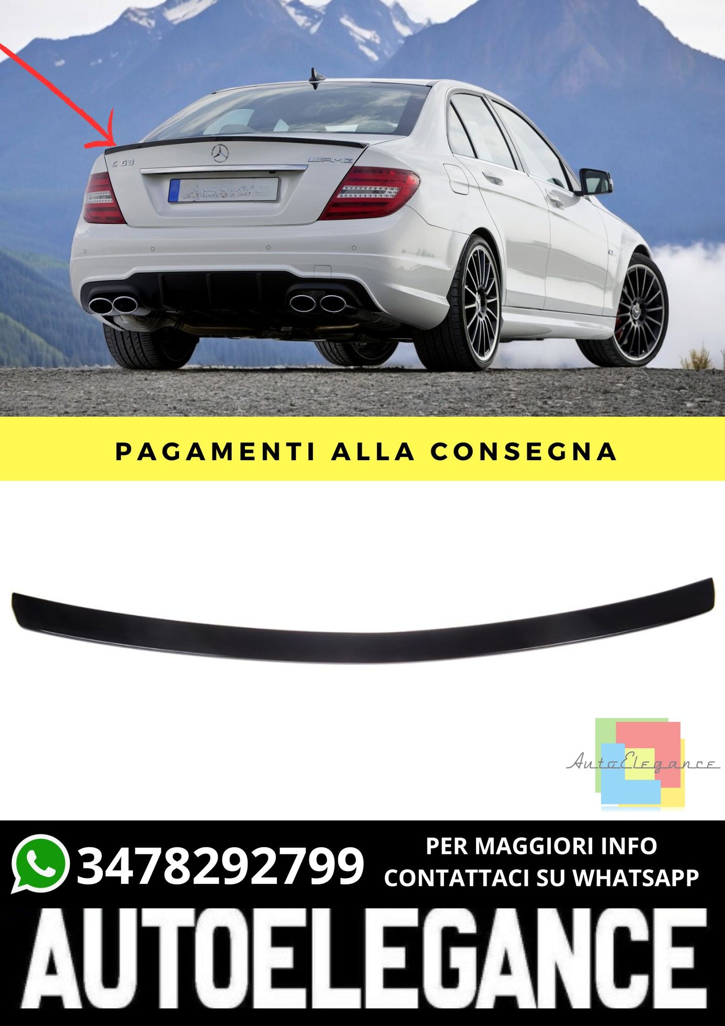 Spoiler adatto per Mercedes C-Class (W204) Sedan (2007-2015)
