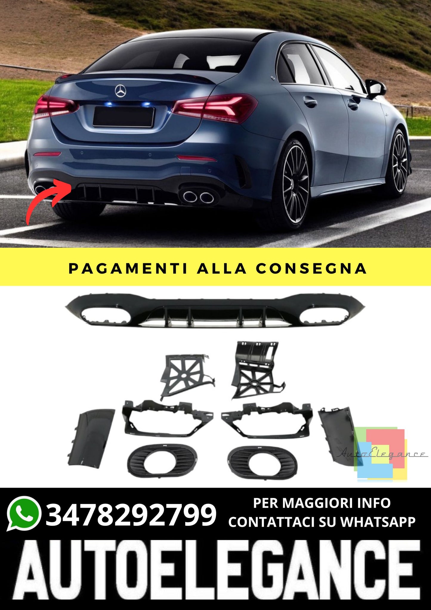 Diffuser suitable for Mercedes A-Class (V177) Sedan (2018-On)