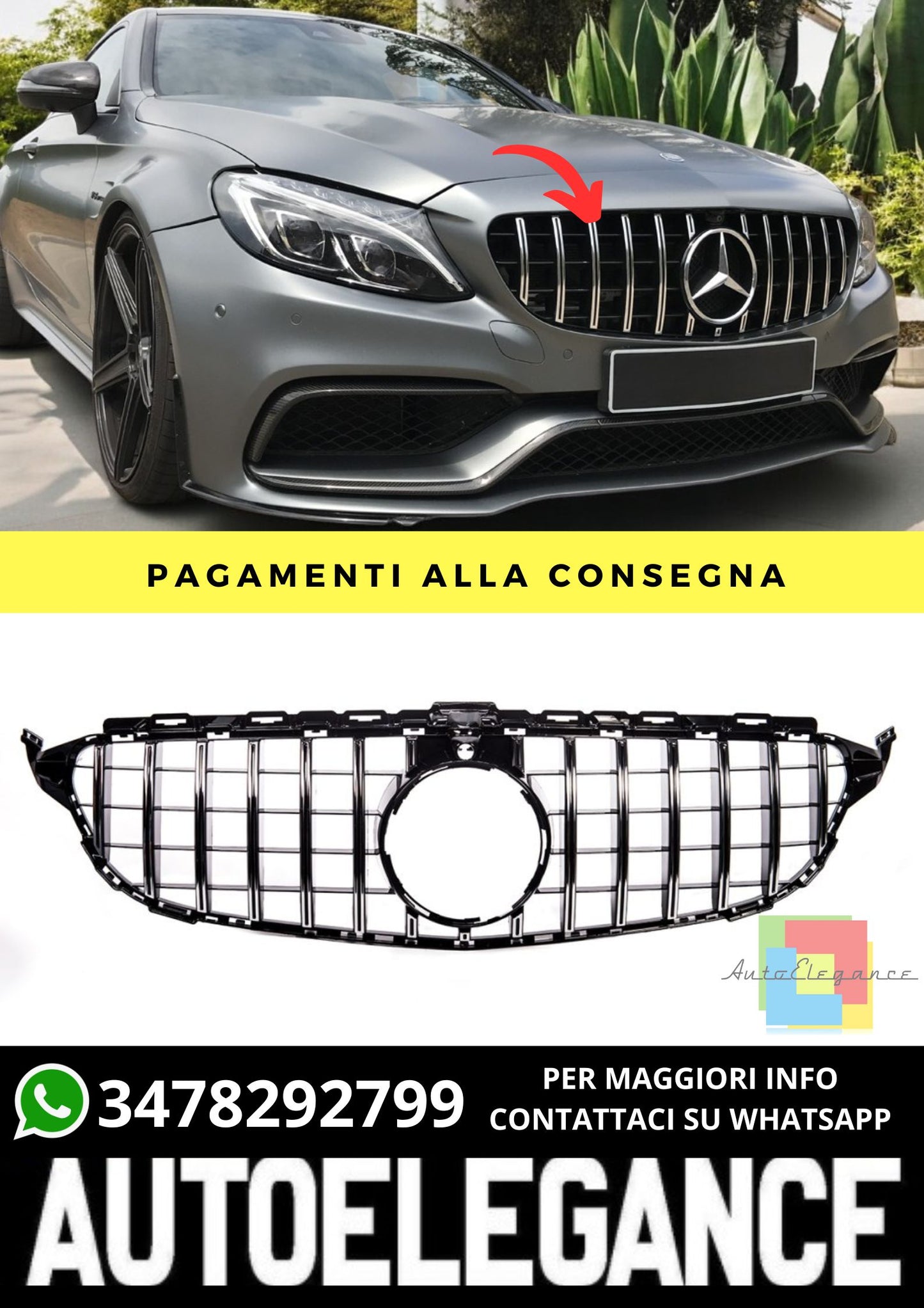 Griglia adatto per Mercedes C-Class (W205) Sedan Estate Coupe Cabrio 2013-2018