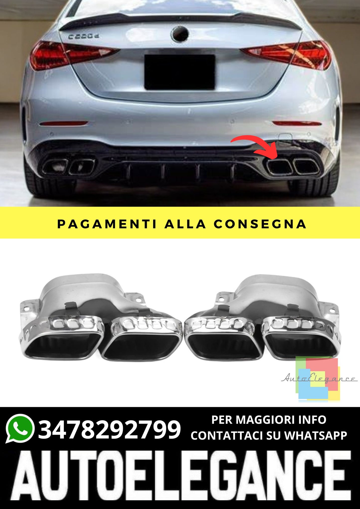 Terminali di Scarico adatto per Mercedes C-Class (W206) Sedan Estate (2021-On)