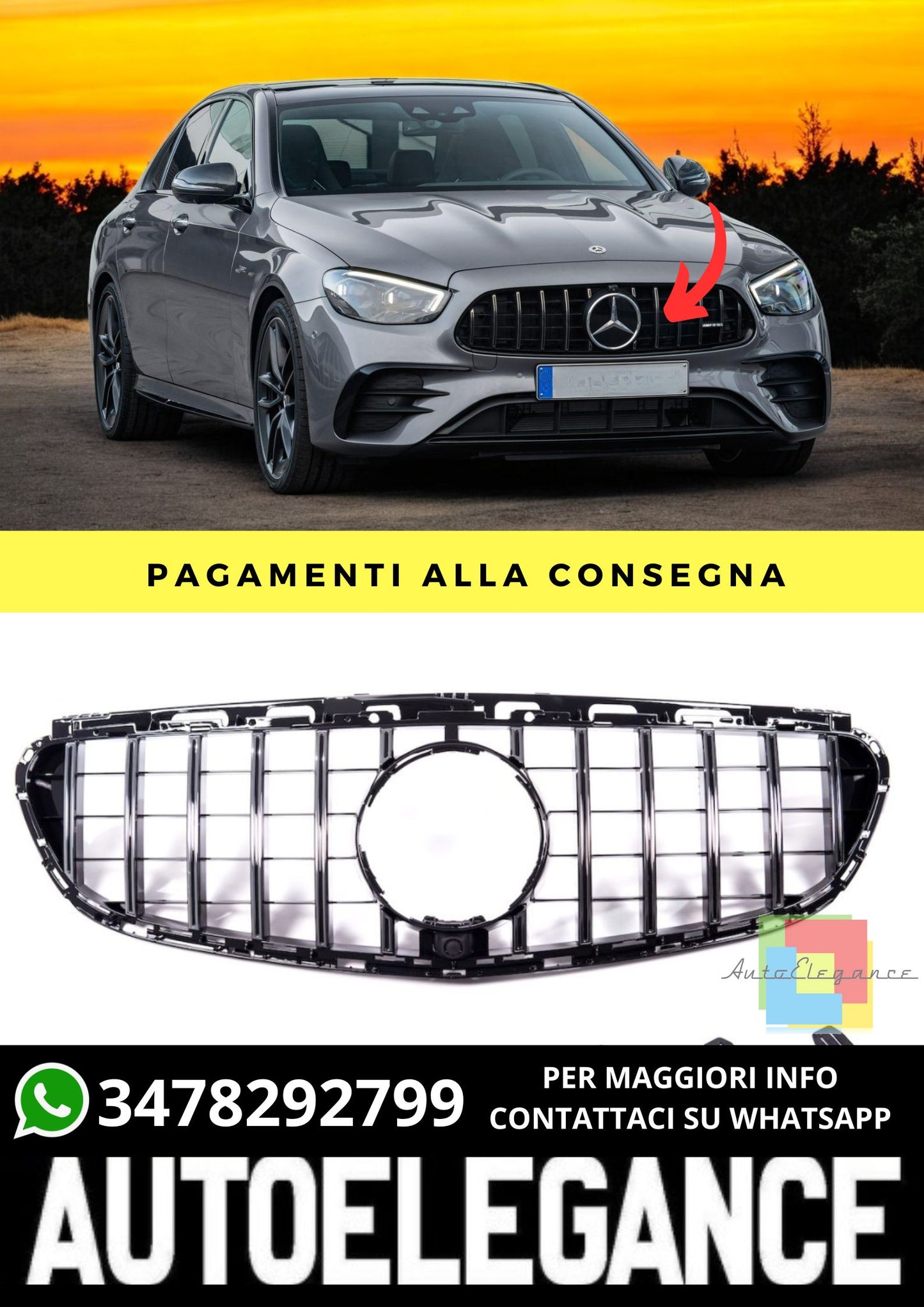 Grille suitable for Mercedes E-Class W213 Sedan Estate Facelift 2021-2023