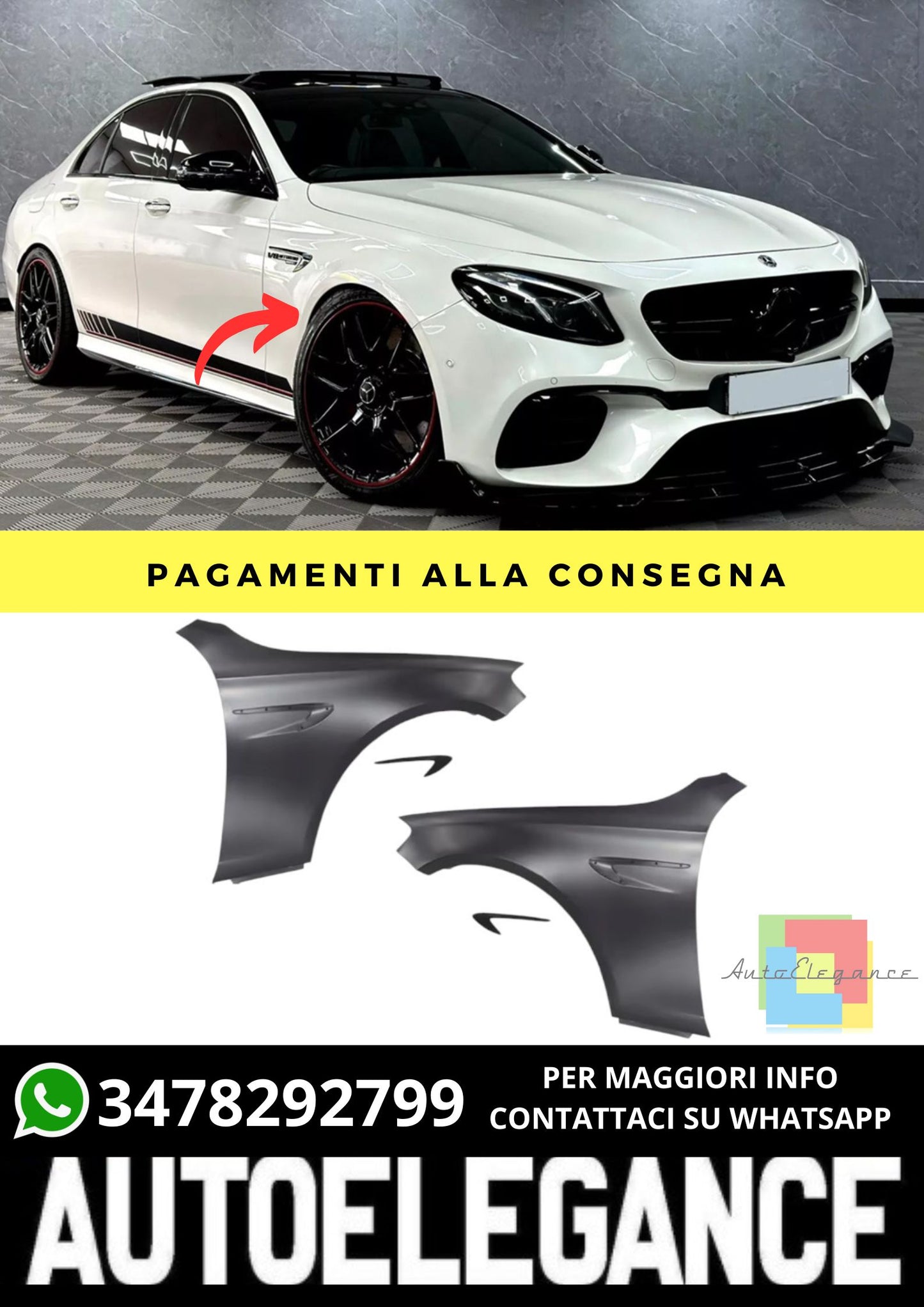 Parafanghi Anteriore adatto per Mercedes E-Class (W213) C238 2016-2023